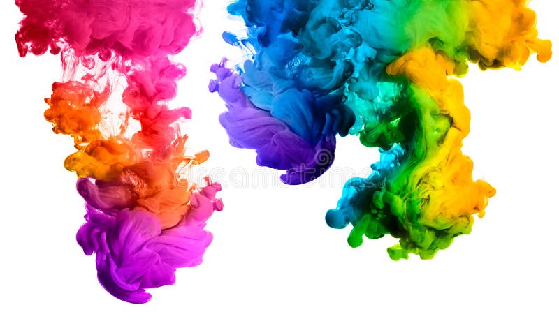 Regenbogen der Acryltinte im Wasser Abstrakte strukturierte Fractals stockfotos