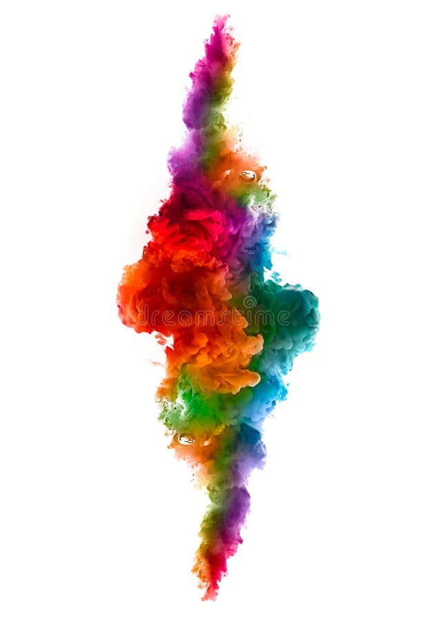 Colorful ink in water isolated on white background. Rainbow of colors. Colorful ink in water isolated on white background. Rainbow of colors