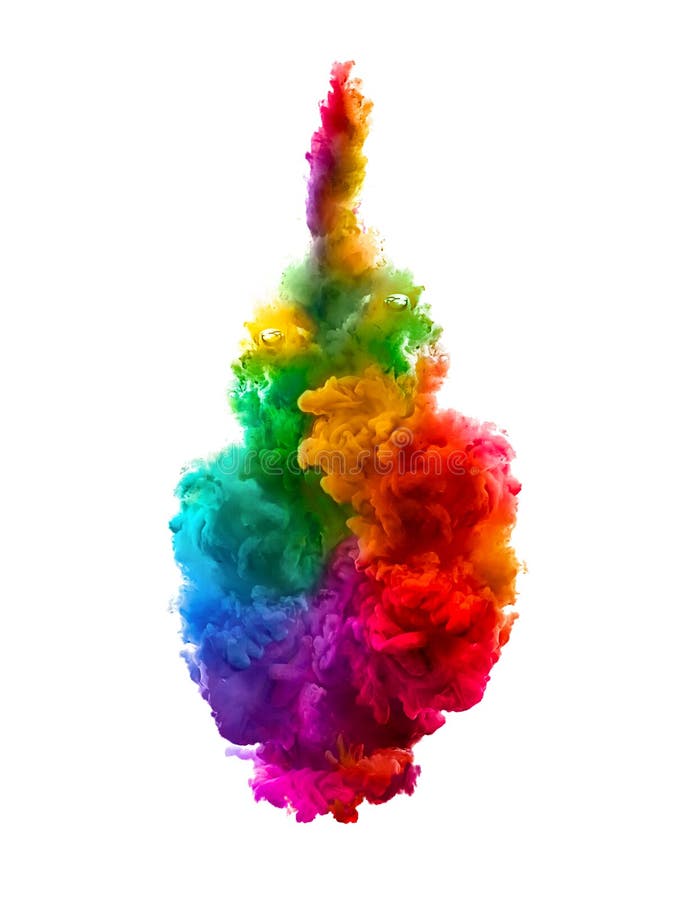 Colorful ink in water isolated on white background. Rainbow of colors. Colorful ink in water isolated on white background. Rainbow of colors