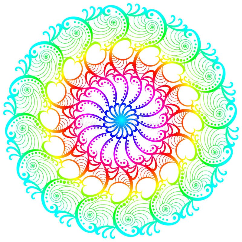 Bewegt Runde Farbtonseite Der Mandala Wellenartig Stock