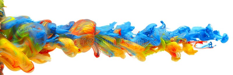Regenbogen von bunten Farben und von Tinten zusammen im abstrakten Hintergrund des flüssigen Wassers lizenzfreie stockbilder