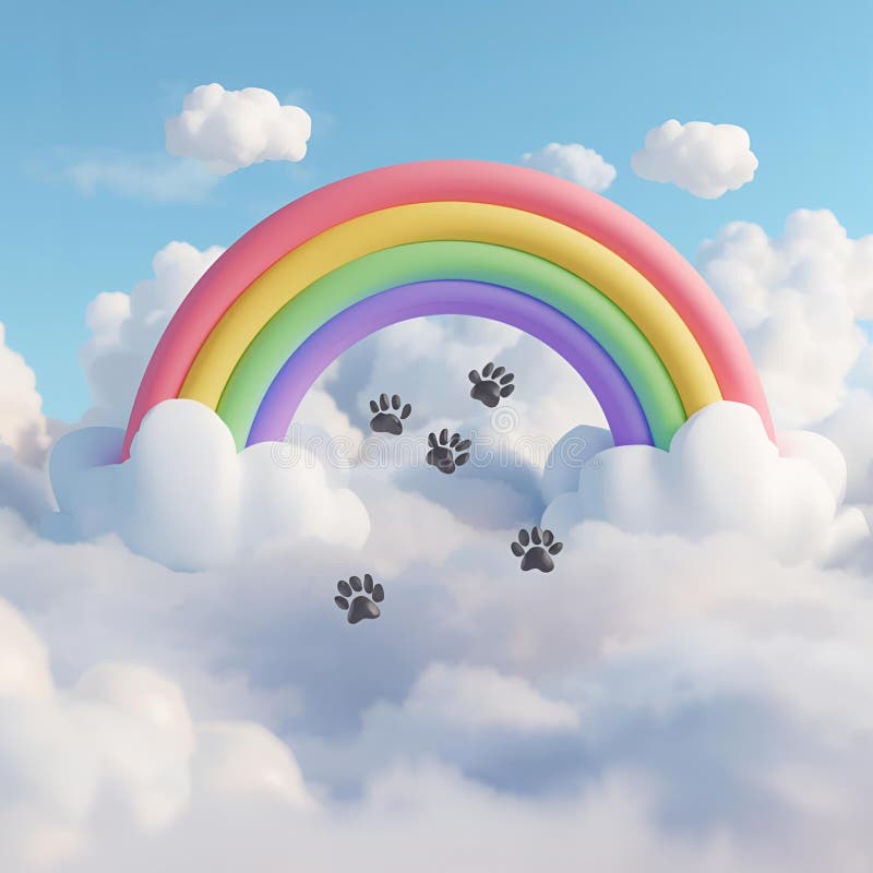 Regenbogenbrücke mit Hunde Pfoten Cartoon lizenzfreies stockbild