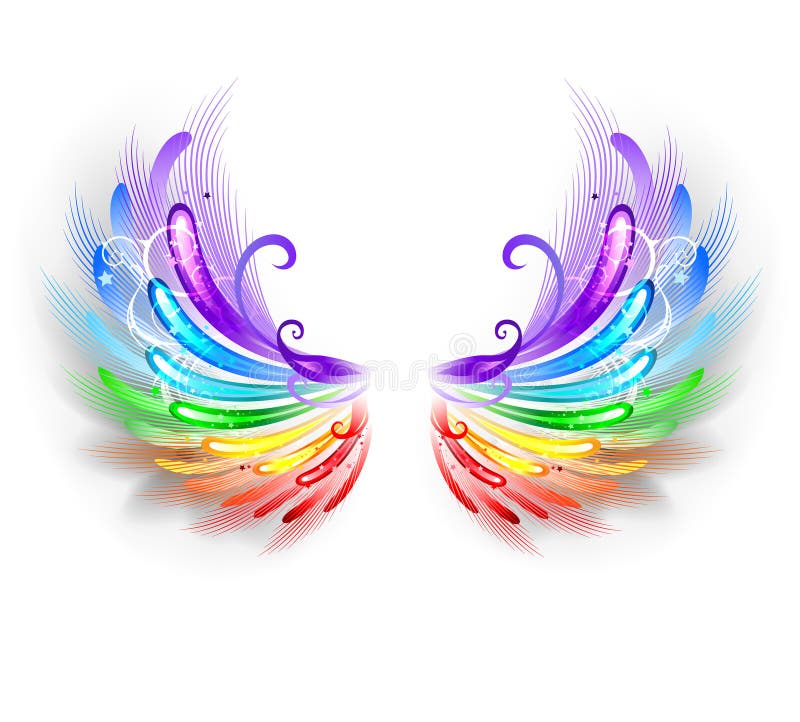 Regenbogenflügel auf einem weißen Hintergrund stock abbildung