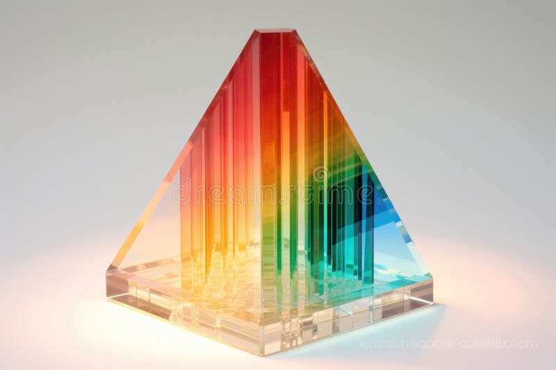 Regenbogenlichtspektrum durch Glasriss auf weißem Hintergrund. Regenbogenlichtspektrum durch gläserne Prismen auf weißem Hintergrund, erzeugt mit generativer ai ai