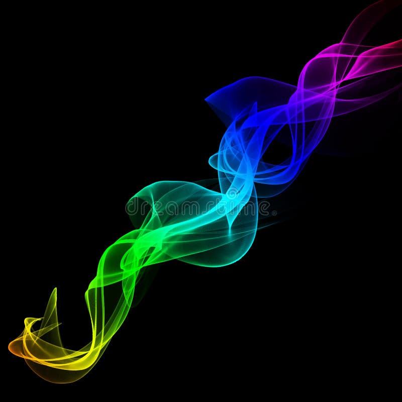 Regenbogenzusammenfassung bewegt auf einen schwarzen Hintergrund, buntes abstracti wellenartig lizenzfreie abbildung Regenbogenzusammenfassung bewegt auf einen schwarzen Hintergrund, buntes abstracti wellenartig lizenzfreie abbildung