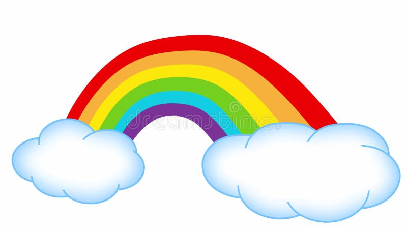 Regenboog met wolken tekenfilmelementen animatie met alfakanaal. kinderstijl of lgbt - concept