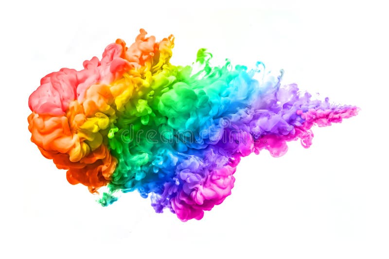 Regenboog van Acrylinkt in Water De explosie van de kleur