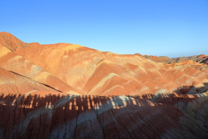 Regenboogbergen, Landform van Zhangye Danxia Geologisch Park, Gansu, China stock fotografie Regenboogbergen, Landform van Zhangye Danxia Geologisch Park, Gansu, China stock fotografie