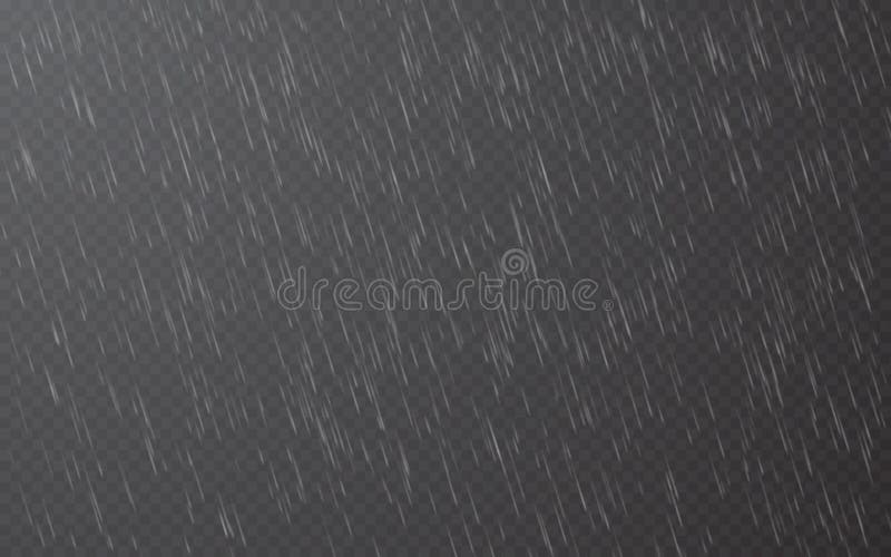 Regenfälle auf transparentem Hintergrund Fallende Wassertropfen Naturregen Vector-Illustration