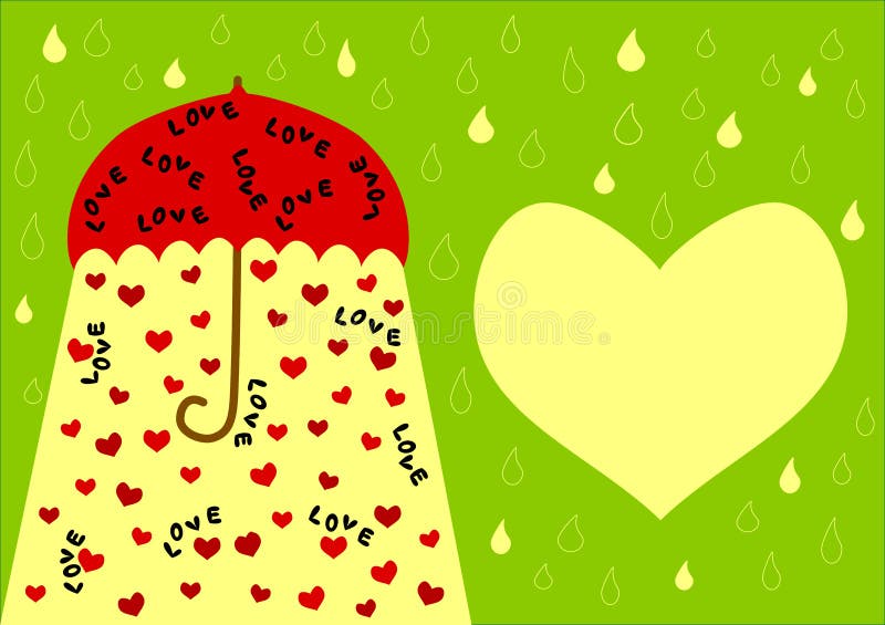 Regenschirm mit Liebeswort- und Inner-Valentinsgrußtageskarte