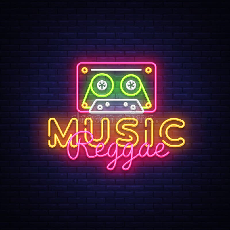 Reggae neonowego znaka Muzyczny wektor Reggae projekta szablonu neonowy znak, lato lekki sztandar, neonowy signboard, śródnocny j royalty ilustracja Reggae neonowego znaka Muzyczny wektor Reggae projekta szablonu neonowy znak, lato lekki sztandar, neonowy signboard, śródnocny j royalty ilustracja
