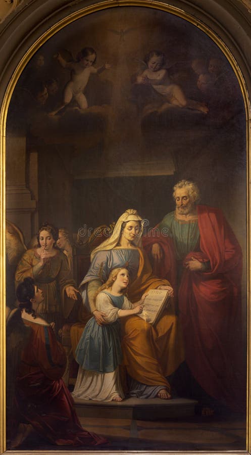 REGGIO EMILIA, ITALIE : La peinture de St Joachim, petit Vierge Marie et St Ann dans le chiesa di San Francesco d'église