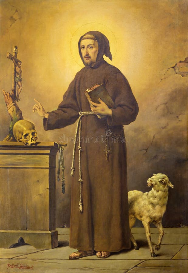 REGGIO EMILIA, ITÁLIA - 12 DE ABRIL DE 2018: A pintura de St Francis de Assisi no dei Cappuchini de Chiesa da igreja