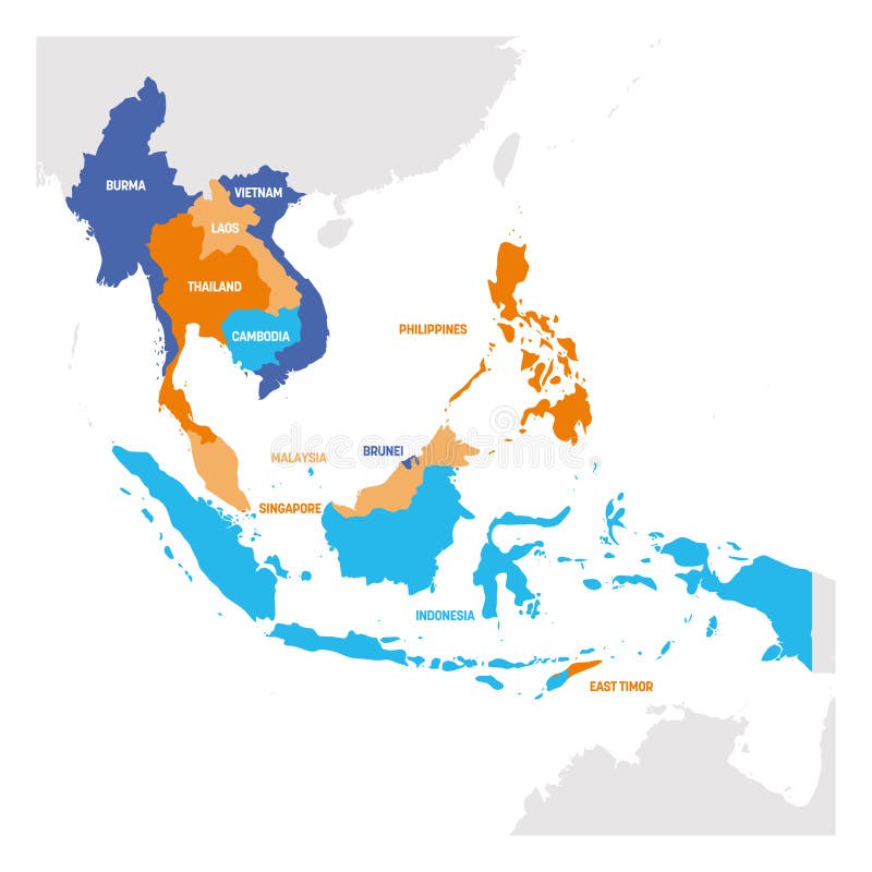 Mapa De Asia Sudoriental Mapa Del Vector En Sombras Del Verde Ilustración Del Vector 1418