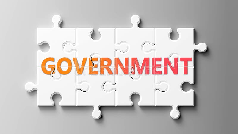 Regierungskomplex wie ein Rätsel - abgebildet als Wort Regierung auf ein Rätsel Stücke zeigen, dass die Regierung schwierig sein