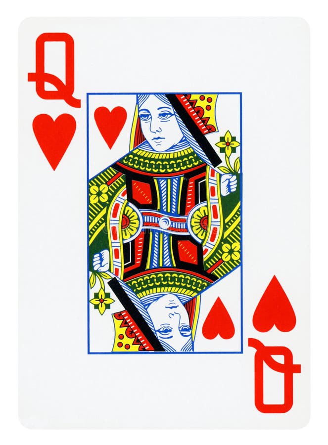 Regina de inimi joc carte izolata pe alb stock images