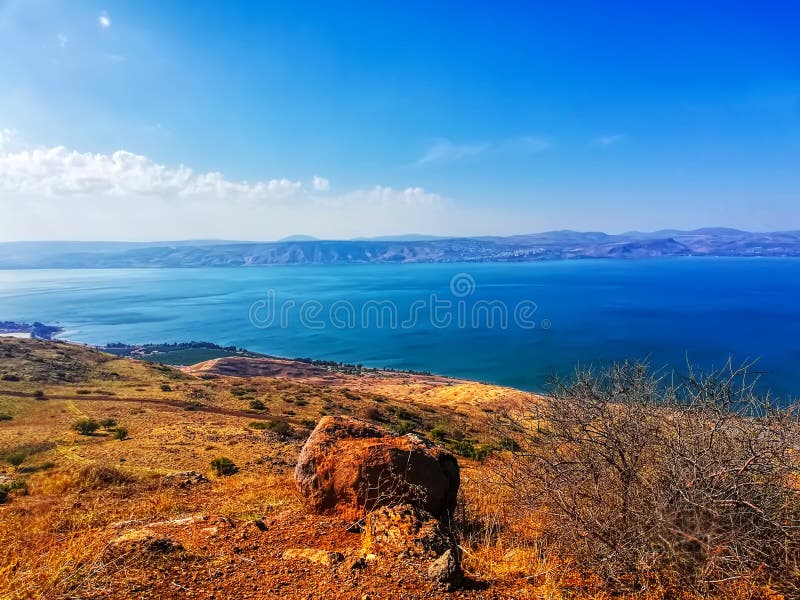 Region in Israel: Jordan Rift Valley, Golan Heights, Galilee. Sea of Galilee Hebrew: Kinneret or Kineret royalty free stock photo Region in Israel: Jordan Rift Valley, Golan Heights, Galilee. Sea of Galilee Hebrew: Kinneret or Kineret royalty free stock photo