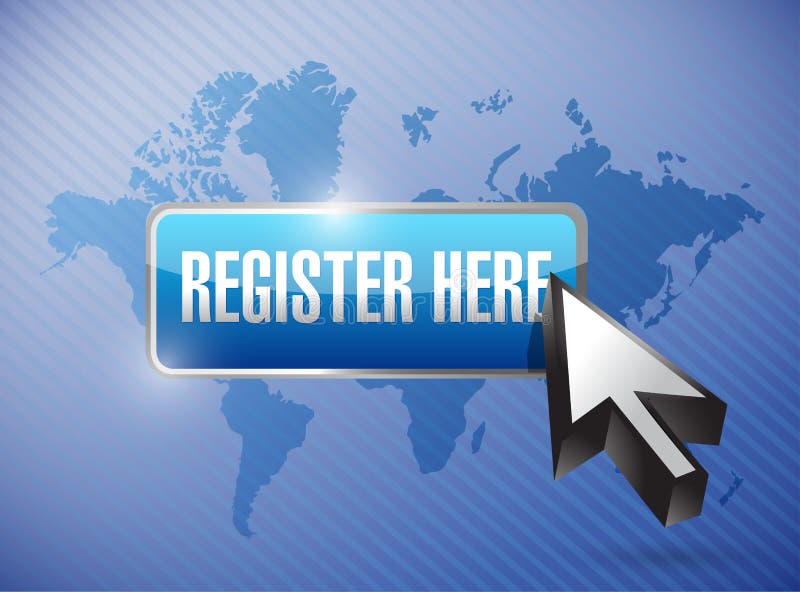Register here button and cursor royalty free illustration