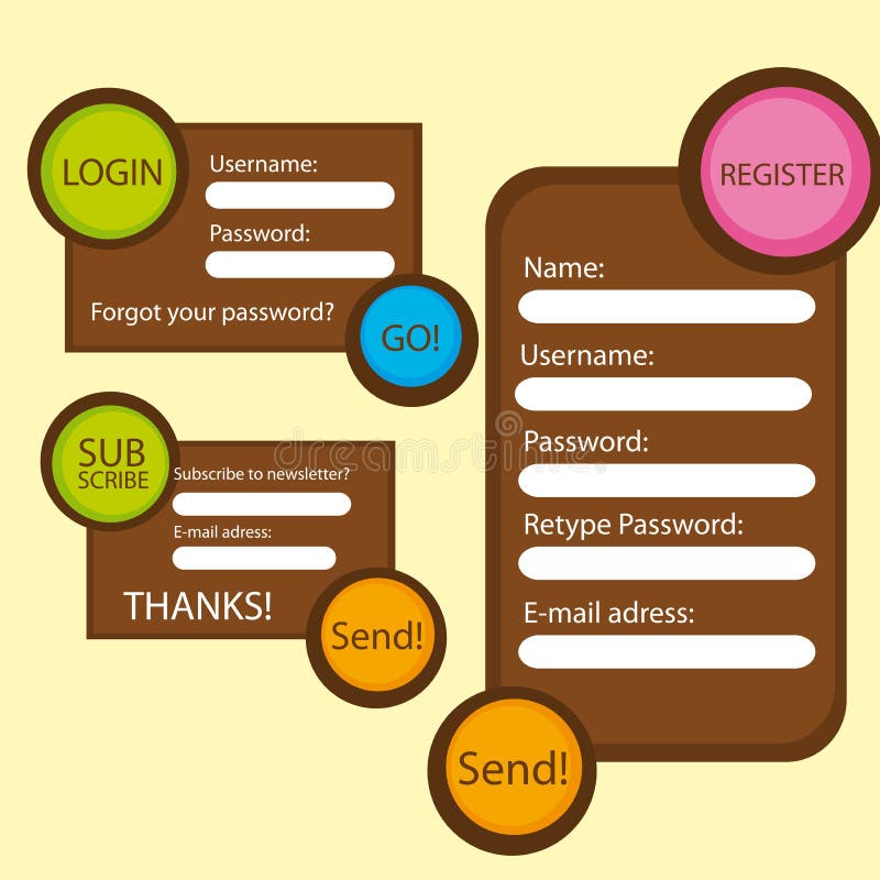 Register and login stock vector. Illustration of decor 21470032