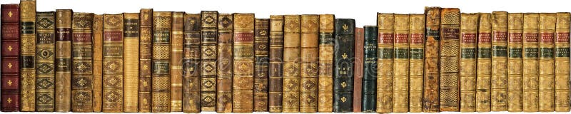 Livros antigos, vintage, antigos, em fila imagens de stock