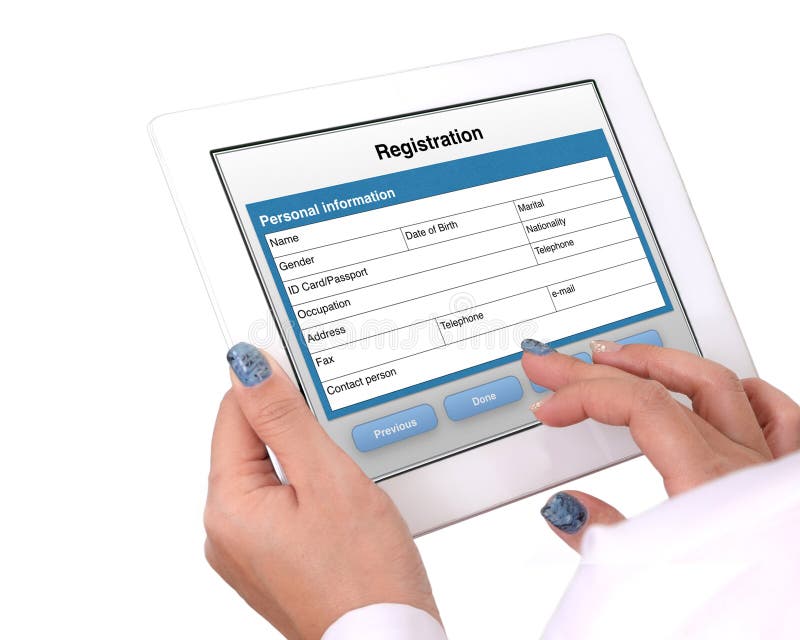 Registration Form on Tablet Computer. Stock Image - Image of personal,  register: 97154583