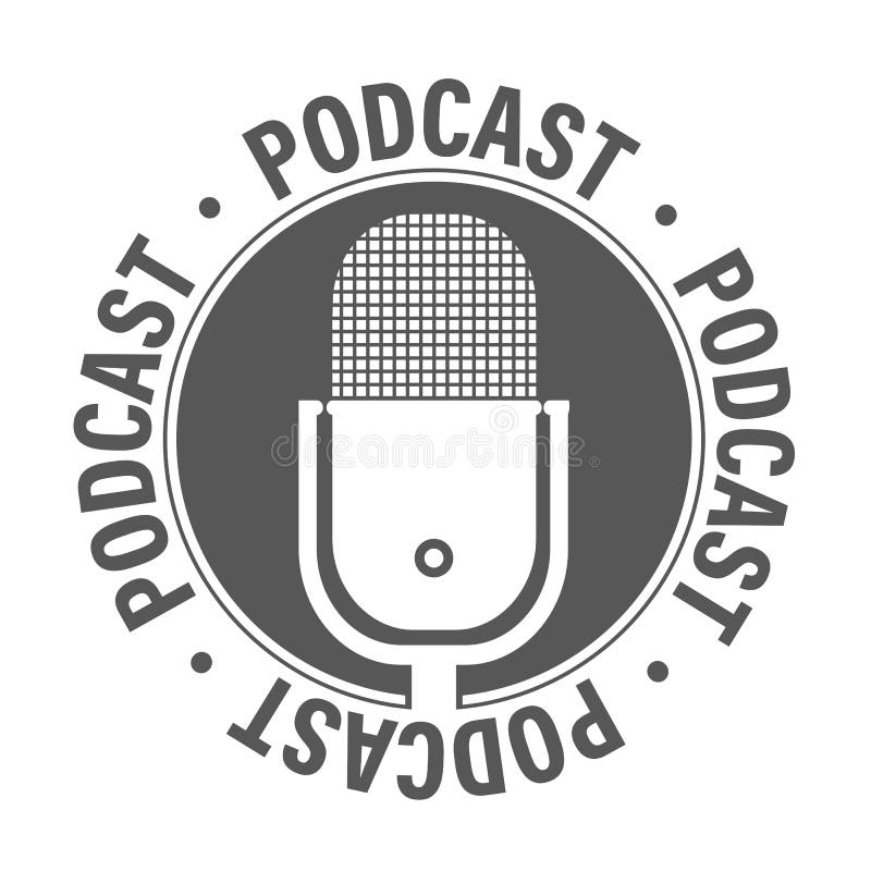 Registrazione piana semplice di podcast, icona podcasting o simbolo con il microfono illustrazione vettoriale