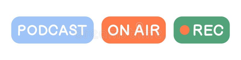 Registrazione podcast su icone d'aria isolate su sfondo bianco. illustrazione di stock