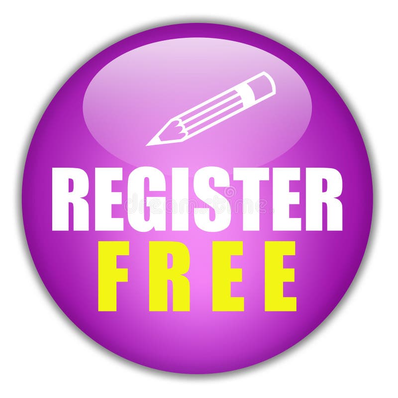 Registration free button on white background. Registration free button on white background