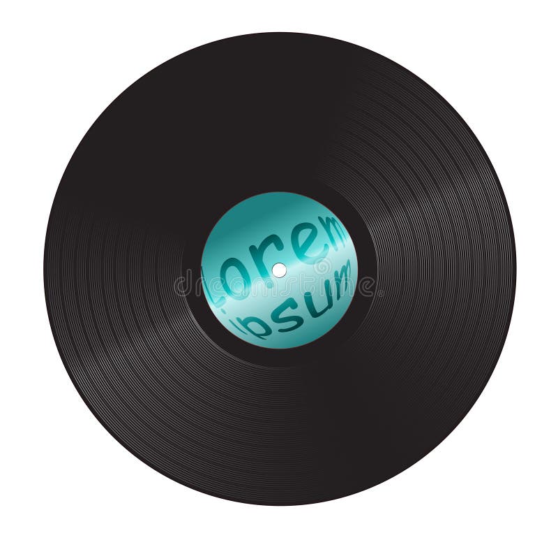 Registro de vinil Com etiqueta ciana sobre o fundo branco ilustração royalty free Registro de vinil Com etiqueta ciana sobre o fundo branco ilustração royalty free