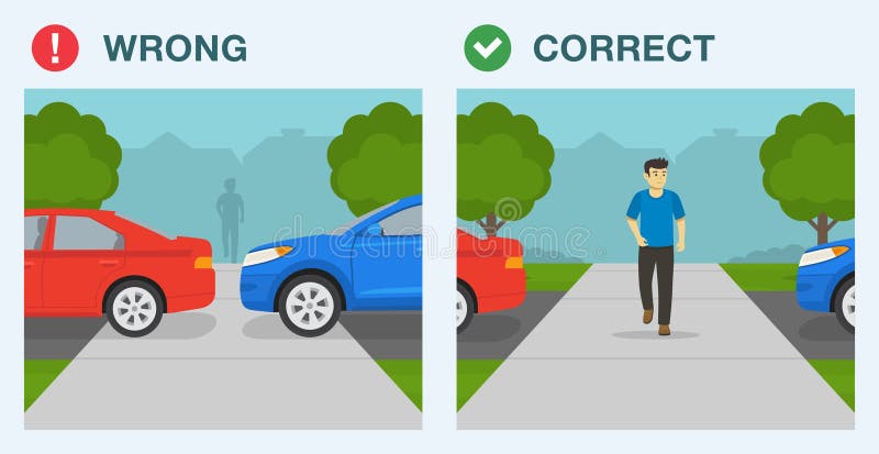 Vista De Cima De Um Sinal De Estacionamento Correto E Incorreto