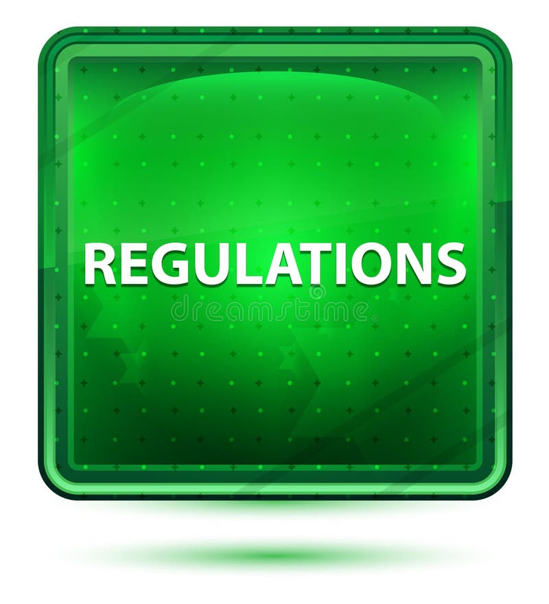 Regulations Neon Light Green Square Button Stock Illustration