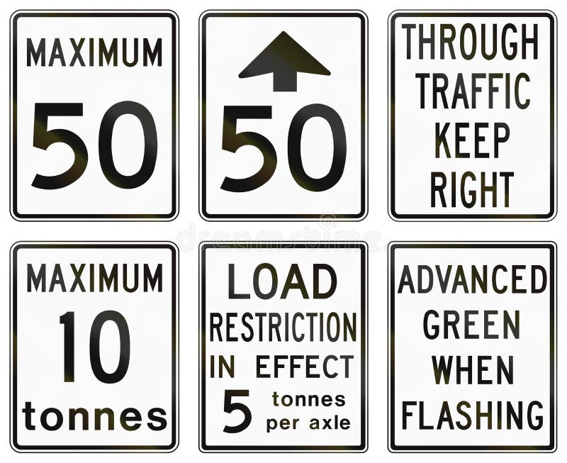 Regulatory Road Signs in Ontario Canada Stock Illustration