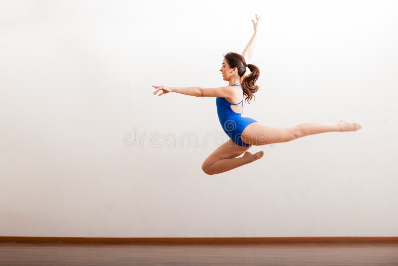 Rehearsing a Big Ballet Jump Stock Image Image of performance, full