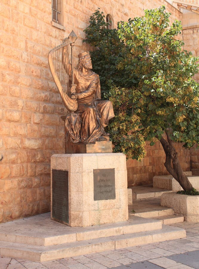 Statue of King David, King of Israel, with a lyre on Mount Zion near the Abbey of Dormition complex, in Jerusalem, Israel. RAW file available. Statue of King David, King of Israel, with a lyre on Mount Zion near the Abbey of Dormition complex, in Jerusalem, Israel. RAW file available.