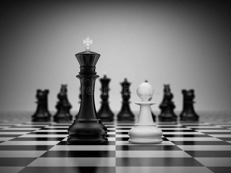 Confrontation king and pawn on chessboard. Confrontation king and pawn on chessboard