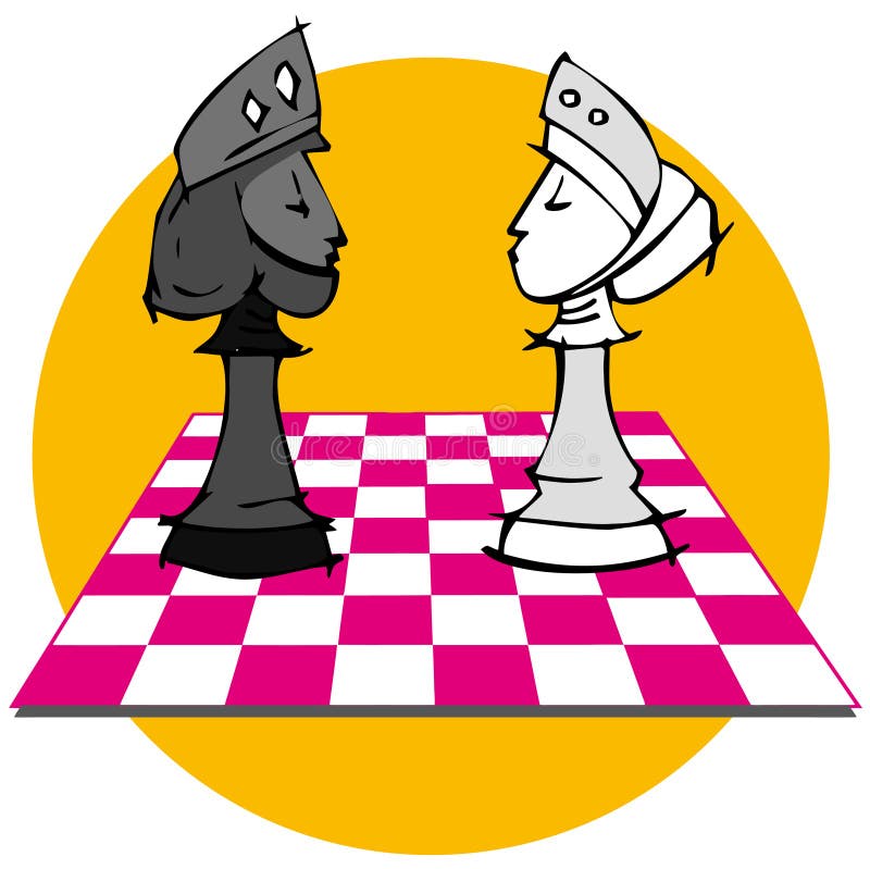 Rei E Rainha Com Jogo De Xadrez Ilustração do Vetor - Ilustração