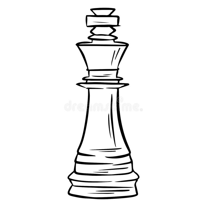 Vector único desenho ilustração figura de xadrez torre preta