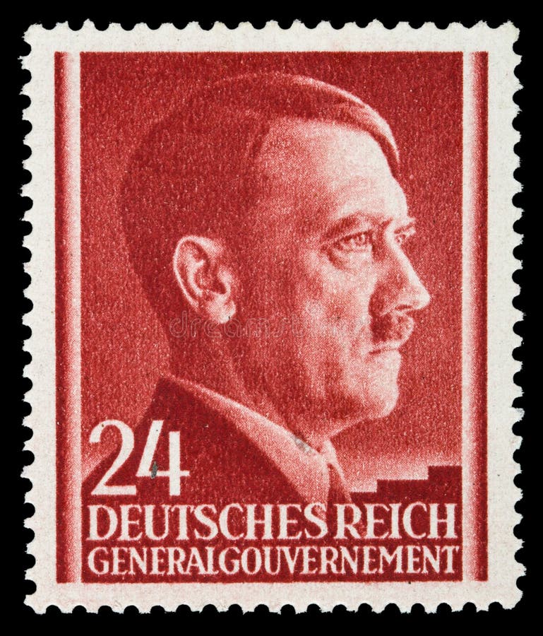 REICH ALEMÃO Cerca de 1939 - c 1944: Um selo postal com retratar de Adolf Hitler