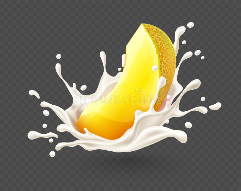Reife rote Melonenfrucht, die in Jogurtspritzen fällt Auch im corel abgehobenen Betrag lizenzfreie abbildung Reife rote Melonenfrucht, die in Jogurtspritzen fällt Auch im corel abgehobenen Betrag lizenzfreie abbildung