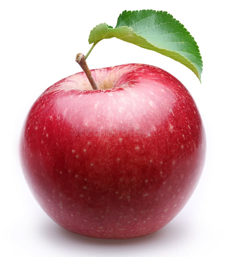 Reifer roter Apfel mit einem Blatt.