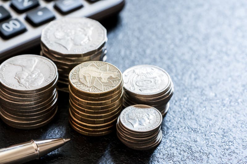 Reihe des australischen Konzeptes der Münzen Finanz stockfoto Reihe des australischen Konzeptes der Münzen Finanz stockfoto