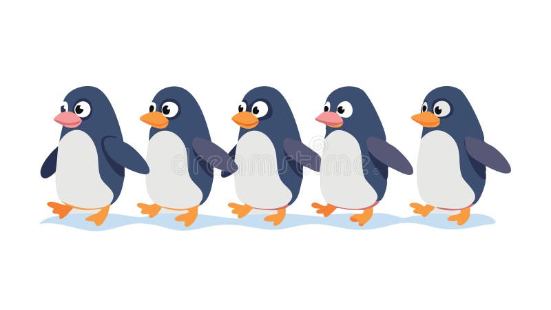 Reihe Penguins Vector Illustration Arctic Animals Gruppe Vektordesign Generative AI stock abbildung