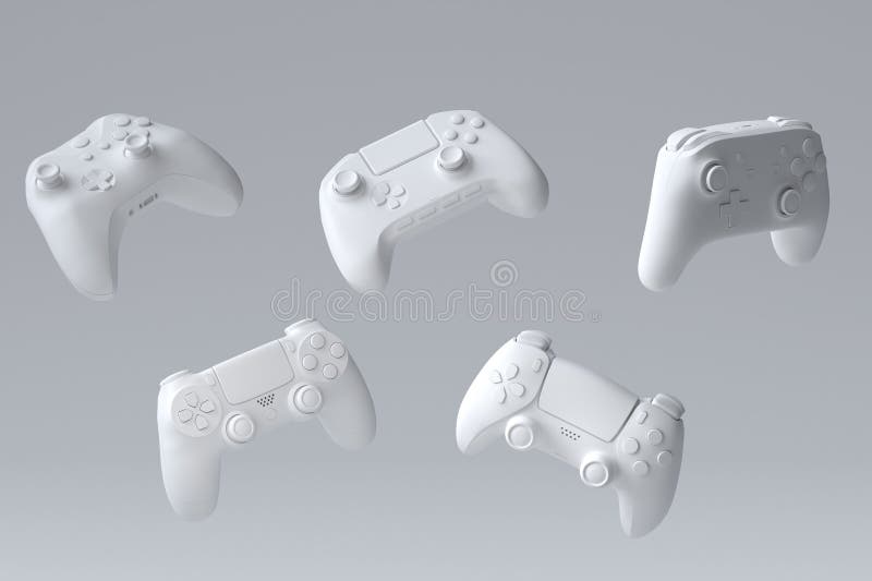 Reihe von Spielerjoysticks oder Gamepads auf einfarbigem Hintergrund vektor abbildung