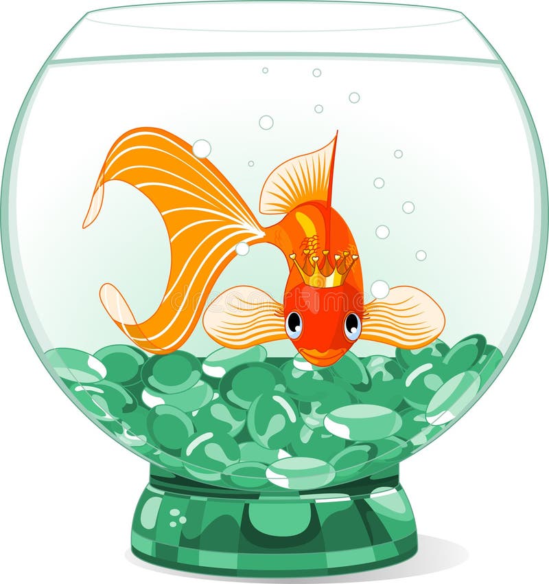Reina del Goldfish de la historieta en el acuario stock de ilustración Reina del Goldfish de la historieta en el acuario stock de ilustración