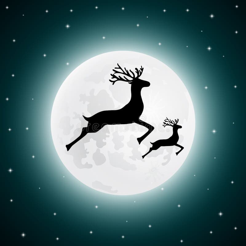 Reindeer and baby deer jumping royalty free illustration