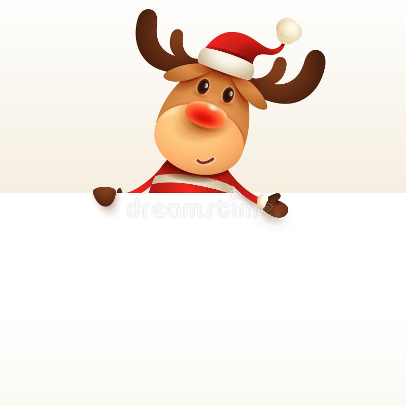 The Reindeer with big blank signboard stock illustration