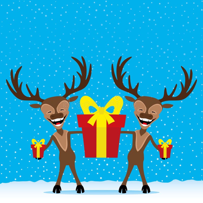 Reindeer with gift boxes. royalty free illustration