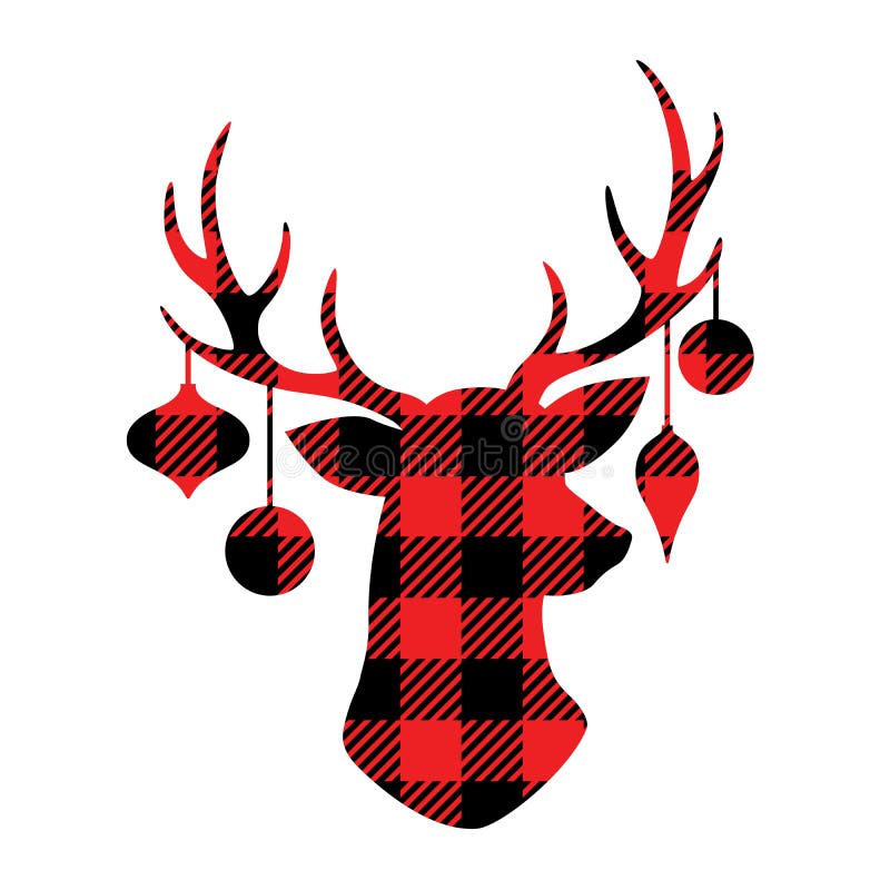 Download Silhouette Reindeer With Christmas Ornaments On Antlers ...
