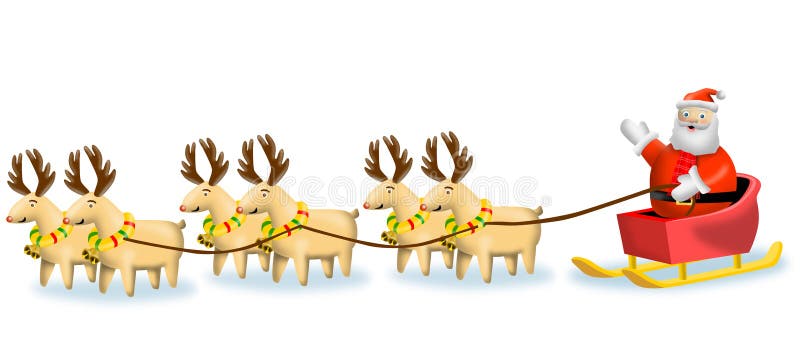 Reindeer pulling Santa s sleigh