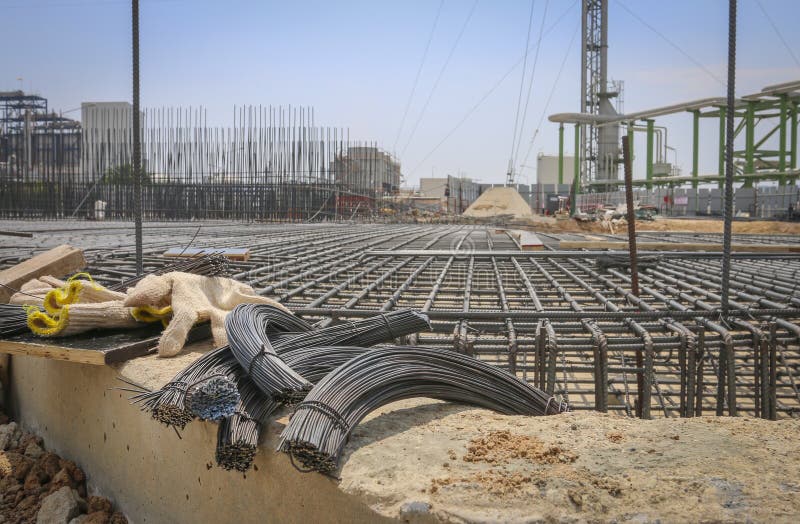 Reinforce iron cage in a construction site